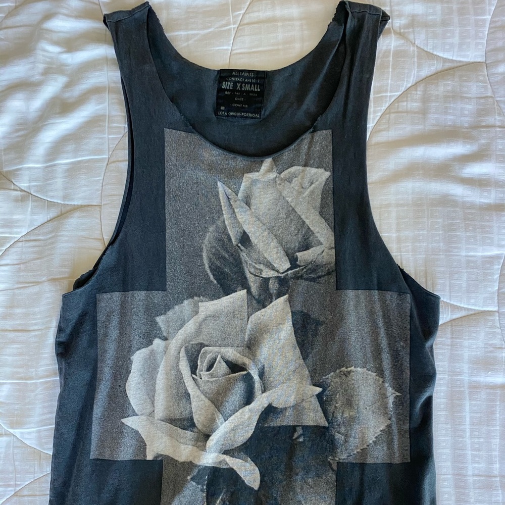 VINTAGE MENS ALL SAINTS ROSE RAW TANK XSMALL